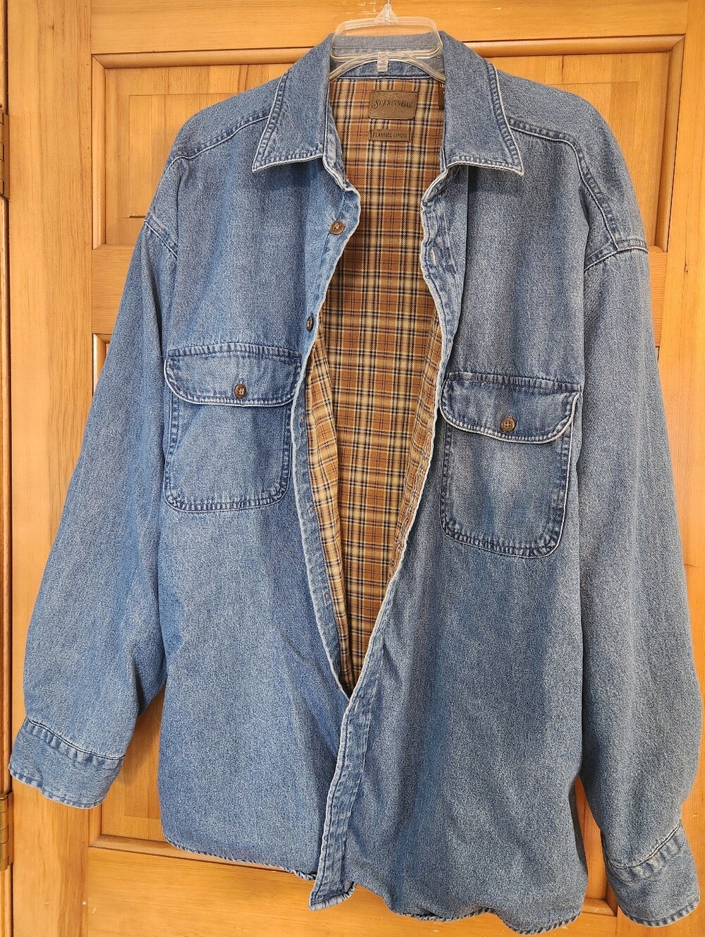 Vintage Oversized St. John's Bay Flannel Lined Denim Shacket - Size 2XL